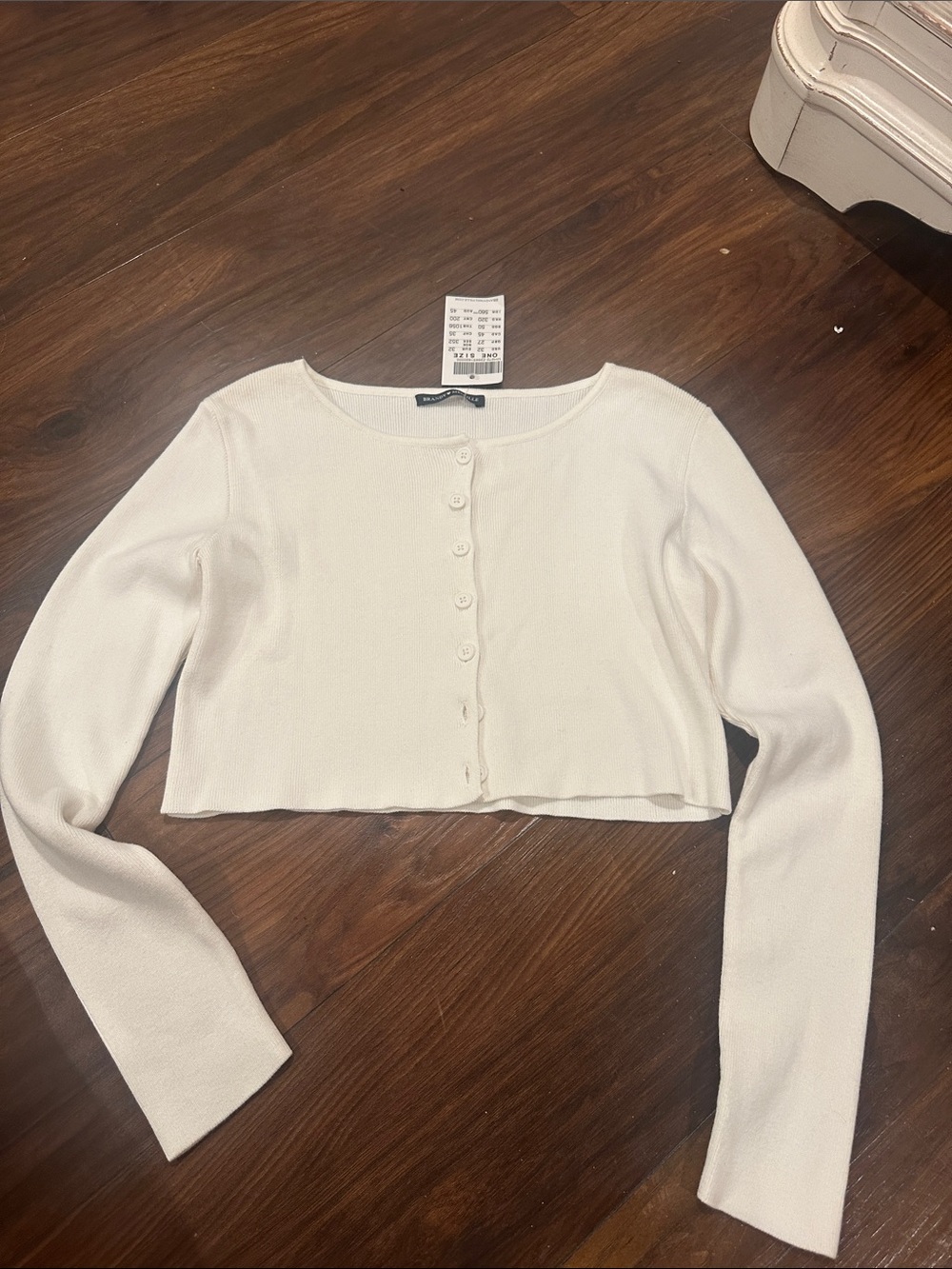 Brandy Melville White Cropped Button-Front Cardigan